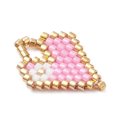 Beaded Heart Charms PALLOY-MZ01147-03-1