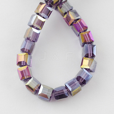 Electroplate Glass Beads Strands EGLA-R030-6x6mm-09-1
