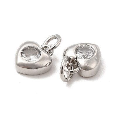 Brass Micro Pave Clear Cubic Zirconia Charms KK-E068-VB235-1