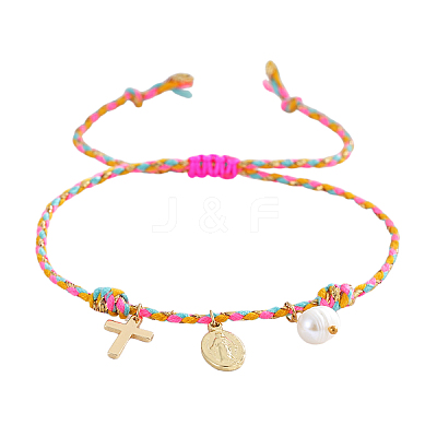 Bohemian Brass & Natural Freshwater Pearl Charm Bracelets ZD8910-5-1