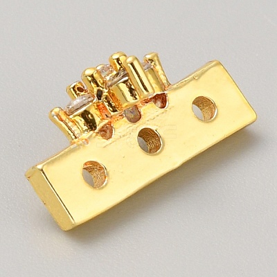 Brass Pave Clear Cubic Zirconia Connector Charms KK-WH0081-22A-G-1