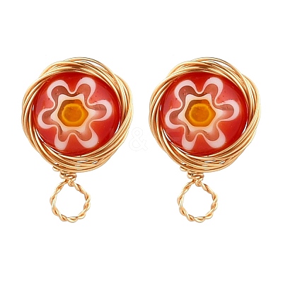 Handmade Millefiori Lampwork Earring Stud Settings and Ear Nuts EJEW-JE04418-05-1