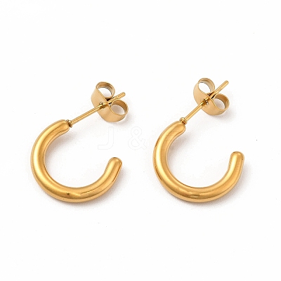 304 Stainless Steel Ring Stud Earrings EJEW-C004-12C-G-1