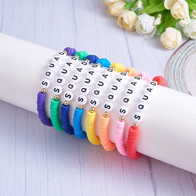 8Pcs 8 Colors Polymer Clay Heishi Surfer Stretch Bracelets Set BJEW-SW00085-1