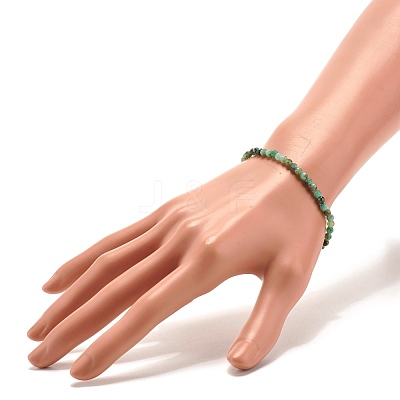 3.5MM Natural Emerald Round Beads Stretch Bracelet for Women BJEW-JB07413-1