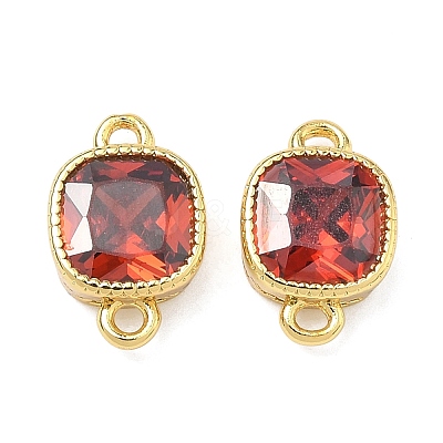 Brass Pave Cubic Zirconia Square Connector Charms KK-P348-06G-07-1