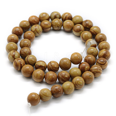 Natural Wood Lace Stone Wooden Jasper Round Bead Strands G-J276-06-12mm-1