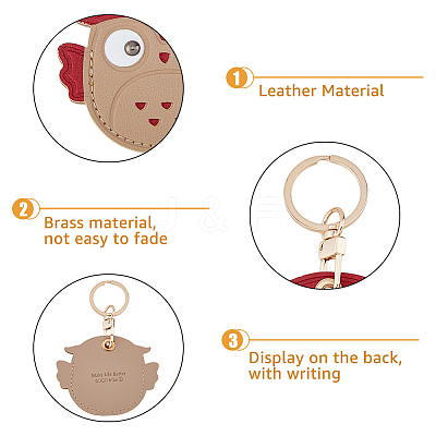 2Pcs 2 Style Owl & Frog Imitation Leather Anti-Lost Protection Covers AJEW-HY0001-22-1