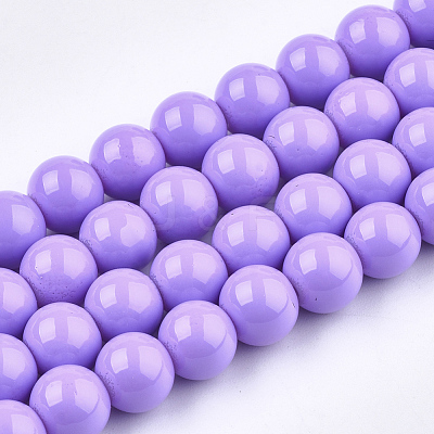 Painted Glass Beads Strands X-DGLA-S071-8mm-B38-1