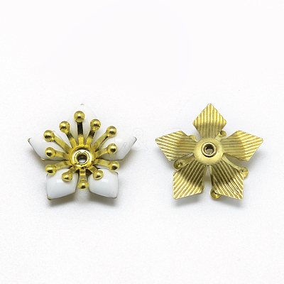 Brass Enamel Bead Caps X-KK-Q698-GJ606-1