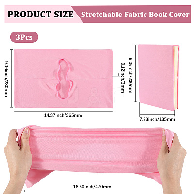 3Pcs Elastic Fabric Book Covers AJEW-CP0006-14G-1