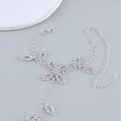 Leaf Alloy Crystal Rhinestone Toe Ring Anklets for Women FS-WGEBB2B-01-1