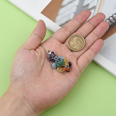 Natural Chip Gemstone Pendant Decorations HJEW-JM00213-1