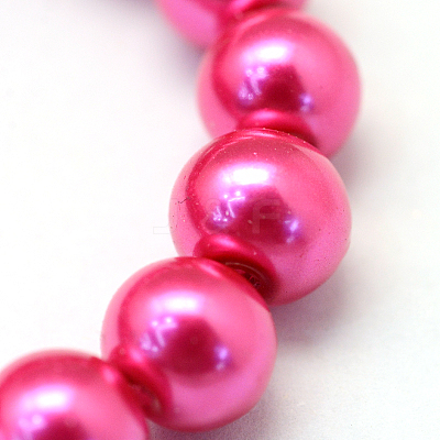 Baking Paint Pearlized Glass Pearl Round Bead Strands X-HY-Q330-8mm-10-1