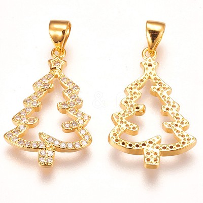 Brass Micro Pave Cubic Zirconia Pendants ZIRC-F086-01-1