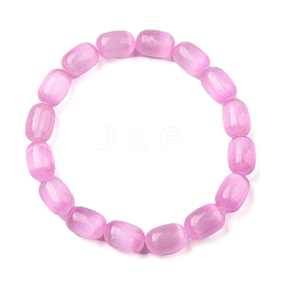 Natural Selenite Column Beaded Stretch Bracelet for Women BJEW-I312-02-1