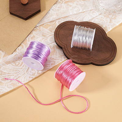3 Rolls 3 Colors Nylon Satin Rattail Cords NWIR-TA0001-45B-1