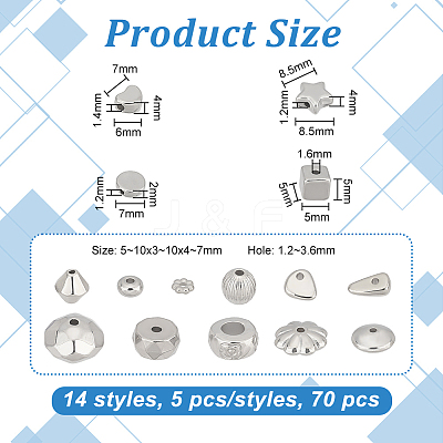 70PCS 14Style CCB Plastic Beads CCB-PH0001-25-1