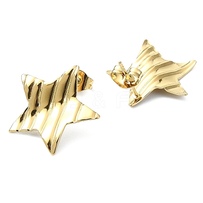 Ion Plating(IP) 201 Stainless Steel Stud Earrings EJEW-K270-19G-1