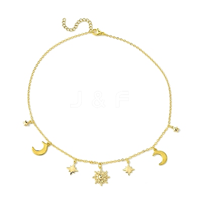 Moon & Star & Sun Brass Pendant Necklaces X1-NJEW-TA00164-1