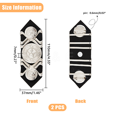 2Pcs Star Pattern Detachable Iron Epaulettes FIND-FH0005-40B-1