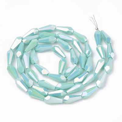 Electroplate Opaque Solid Color Glass Beads Strands X-EGLA-T008-12B-1