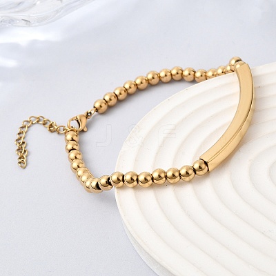 304 Stainless Steel Beaded Bracelets BJEW-D408-02G-1
