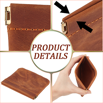 2Pcs 2 Colors Vintage Leather Shrapnel Coin Pouches AJEW-CL0005-02-1