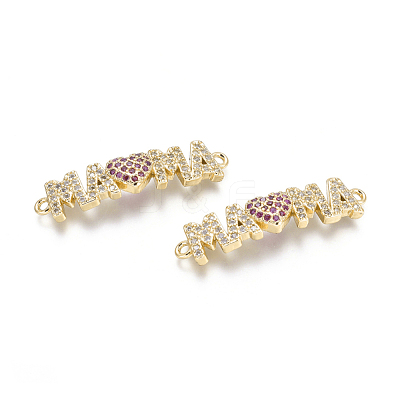 Brass Micro Pave Cubic Zirconia Links Connectors ZIRC-G152-14G-1