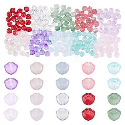 200Pcs 10 Colors Transparent Spray Painted Glass Beads GLAA-DC0001-24-1