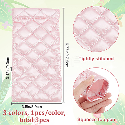3pcs 3 Colors Rhombus Pattern Rectangle Polyester Eyeglass Pouch AJEW-CP0005-55-1