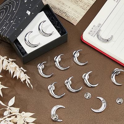 12Pcs Moon Alloy Lapel Pin Backs for Backpack Clothes JEWB-FH0002-79P-1