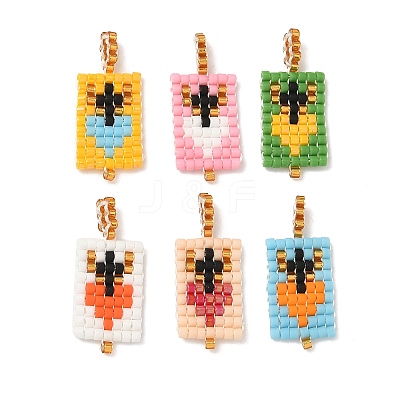 Glass Seed Beaded Pendants PALLOY-MZ00909-01-1