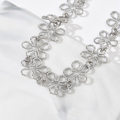 Hollow Hammered 304 Stainless Steel Link Chain Bracelets for Women BJEW-F539-01A-P-1