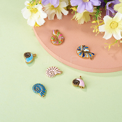 6Pcs 6 Styles 304 Stainless Steel Enamel Pendants STAS-TA0006-54-1