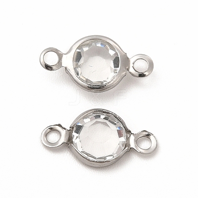 304 Stainless Steel with Glass Connector Charms STAS-G305-08P-03-1