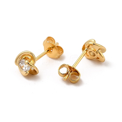 Rack Plating Brass Micro Pave Cubic Zirconia Stud Earrings EJEW-P221-03G-1