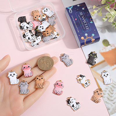 28Pcs 7 Colors Rack Plating Alloy Enamel Pendants FIND-SC0012-10-1