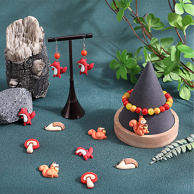 24Pcs 4 Styles Autumn Opaque Animal Resin Cabochons RESI-SC0002-87-1
