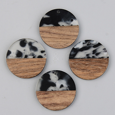 Resin & Walnut Wood Pendants X-RESI-S389-025A-A02-1