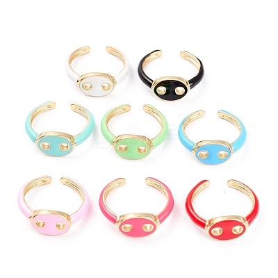 Brass Enamel Cuff Rings RJEW-A002-12G-1