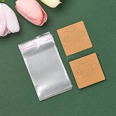 30Pcs Kraft Paper Earring Display Cards with Hanging Hole EDIS-YW0001-05-1