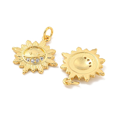 Rack Plating Brass Micro Pave Cubic Zirconia Pendants KK-C059-02G-1