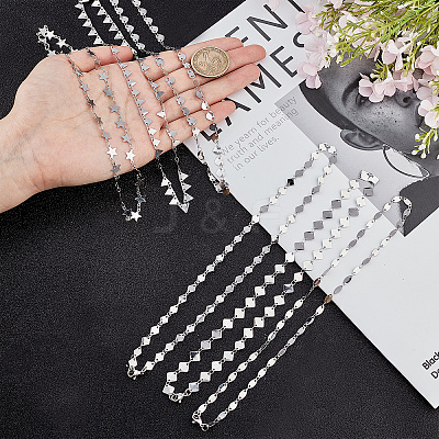  304 Stainless Steel Link Chain Necklaces NJEW-UN0001-09P-1