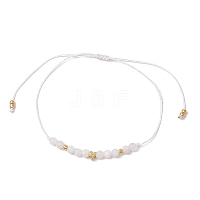 Natural Round Moonstone Beads Braided Bead Bracelets for Women BJEW-JB11655-02-1