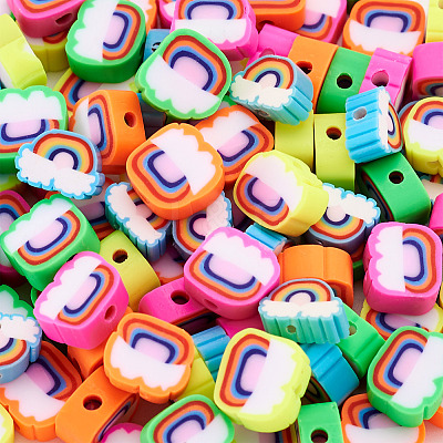 100Pcs 5 Style Handmade Polymer Clay Beads FIND-FW0001-33-1