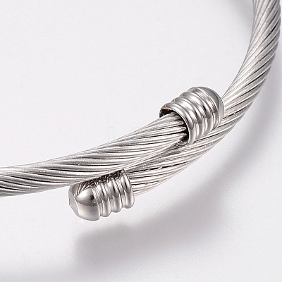Tarnish Resistant 304 Stainless Steel Torque Bangles BJEW-H570-33P-1