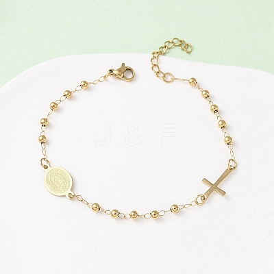 Religion 304 Stainless Steel Link Bracelets BJEW-F524-05B-G-1