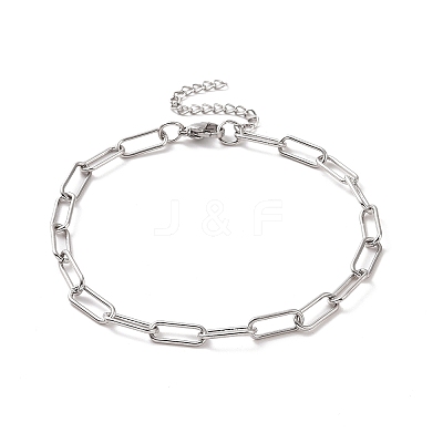 Tarnish Resistant 304 Stainless Steel Paperclip Chain Bracelet for Men Women BJEW-E031-03P-01-1