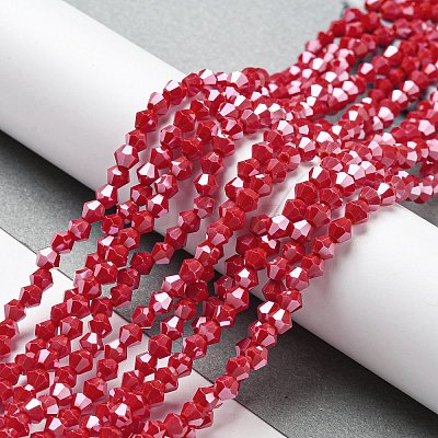 Opaque Solid Color Electroplate Glass Beads Strands GLAA-F029-P4mm-C02-1